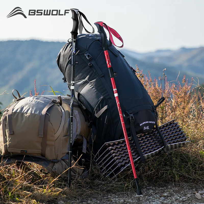 2Pcs Trekking Poles Ultralight Walking Sticks Hiking Canes Folding Aluminum Nodic Sticks