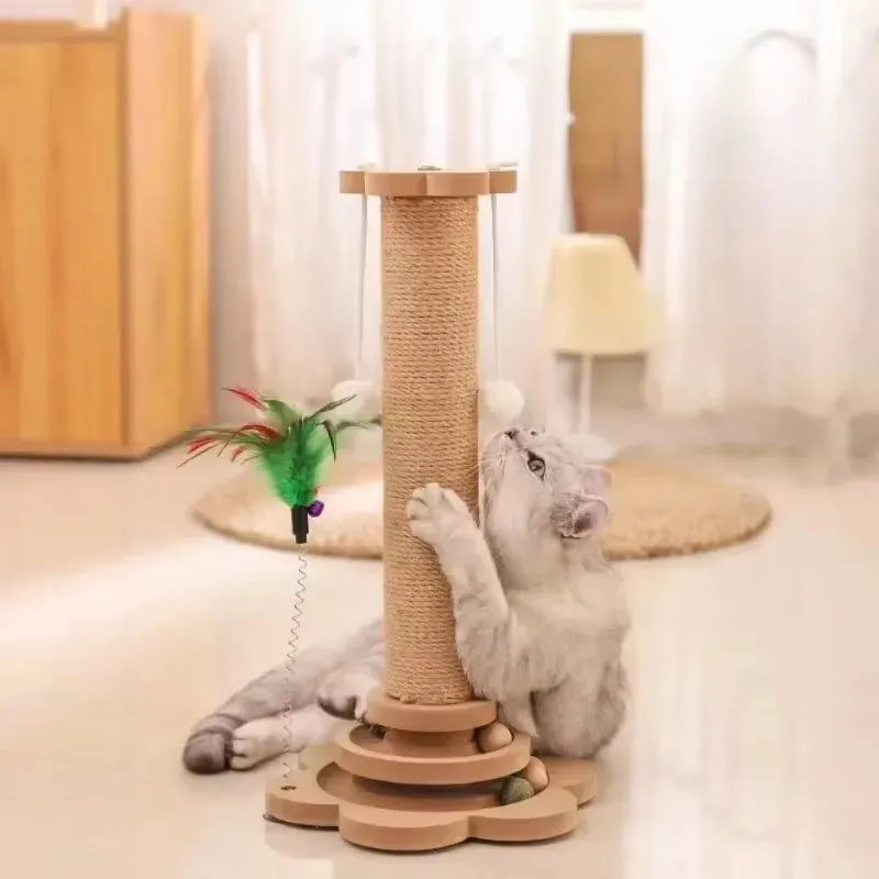 Cat Scratch Pole Sisal High-density Cats Scratcher Turntable Cat Scratch Board Toy Cats Grab Column Pet Supplies Climbing Frame