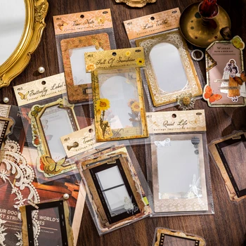 10PCS Vintage Transparent Border Decorative PET Stickers Lace Film Collage Scrapbooking Material Label Diary Journal Planner