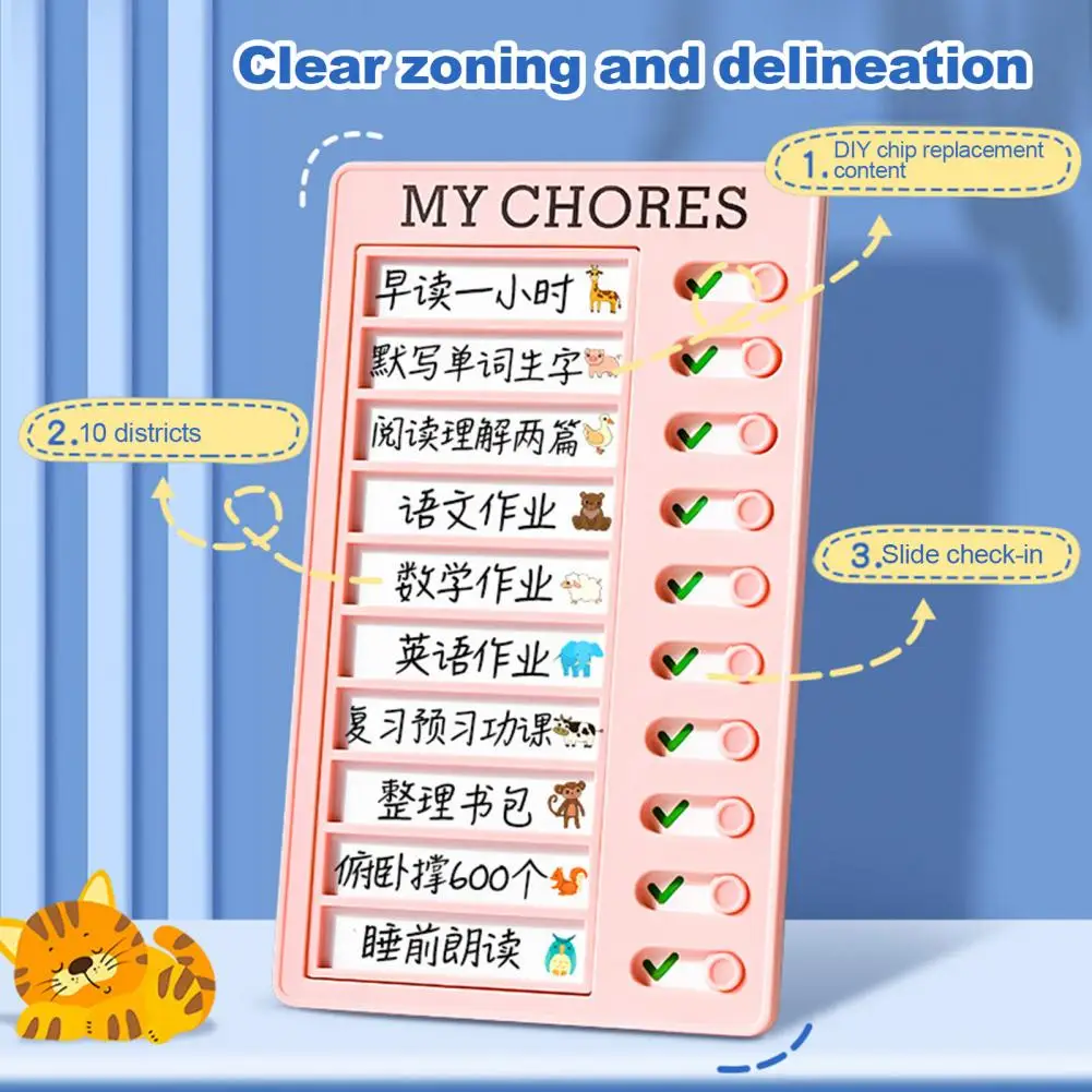 Punch Board Adult Self-discipline Time Clock Sliding Clock with 100 White Cardboard Task Tracker Task Sheets Kids Habit Chart