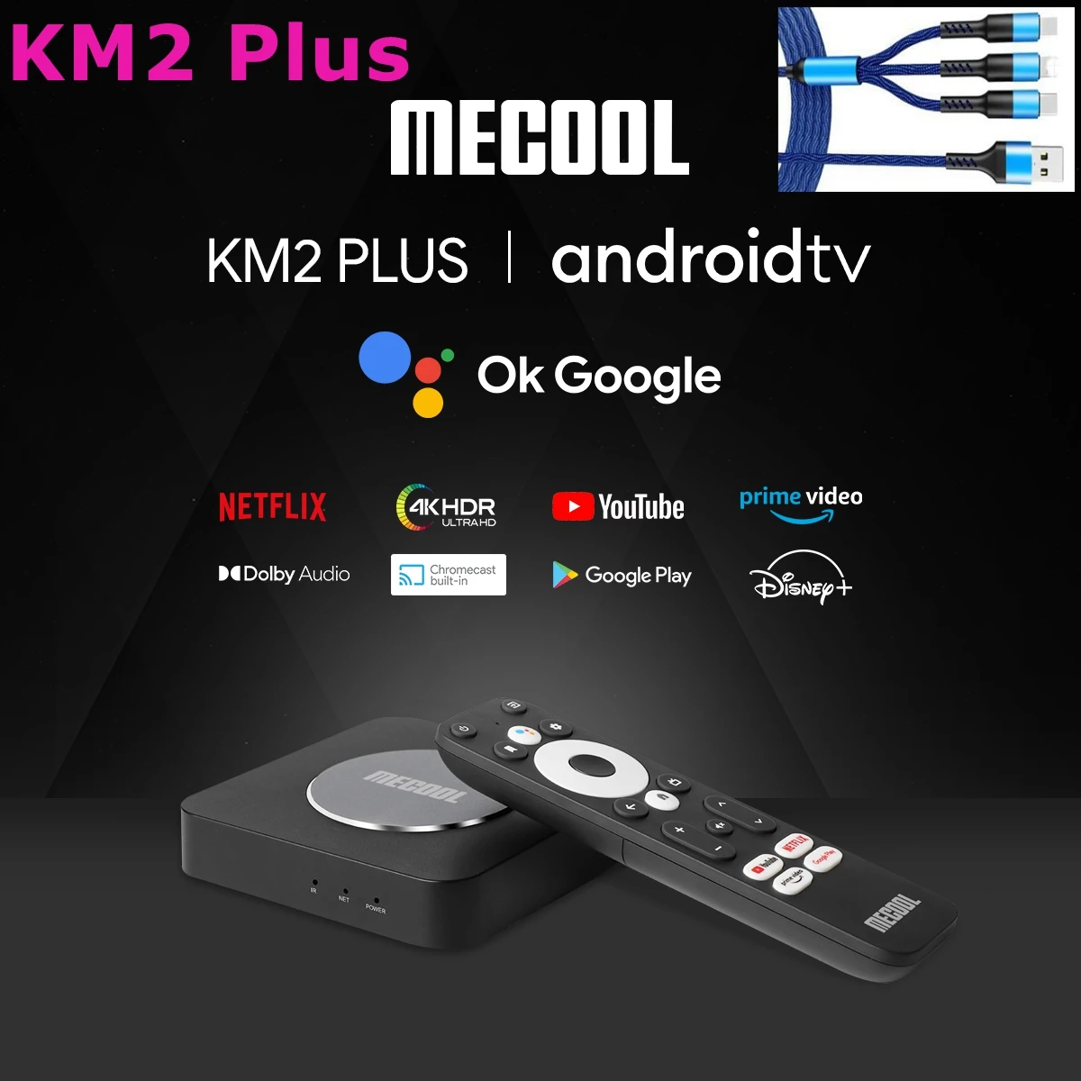 

MECOOL OFFICIAL KM2 Plus Netflix Google Assistant 2GB 16GB TV Box Smart Android Box