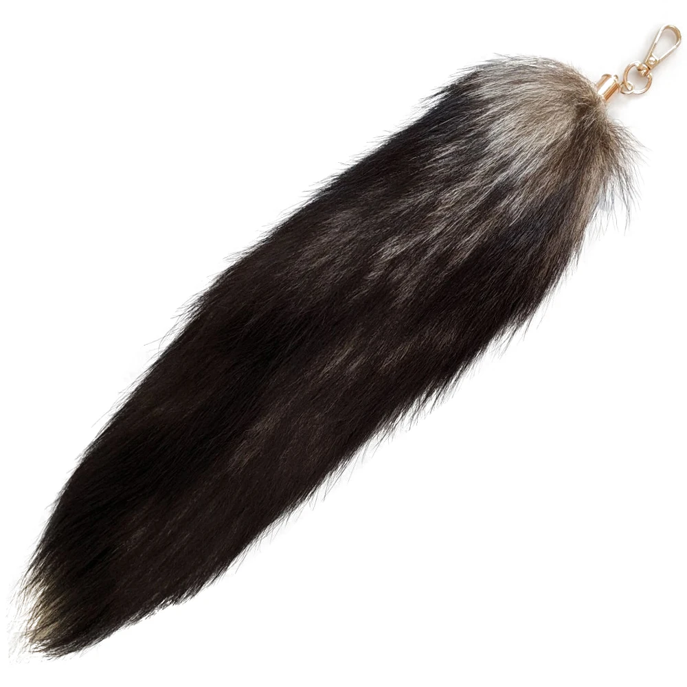 Luxurious Natural Fox Fur Tail Keychain - Chic Y2K Fashion Accessory, 40 cm