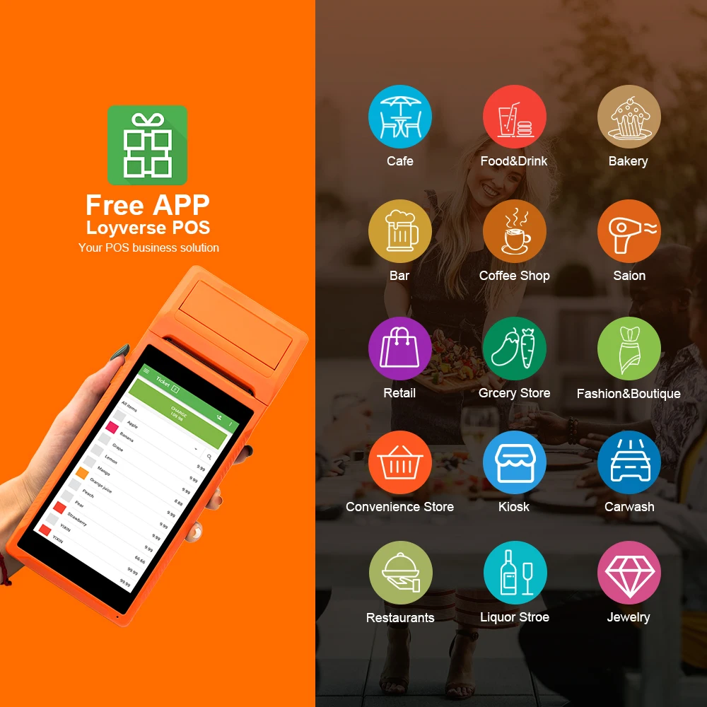 휴대용 PDA 안드로이드 11 단말기 POS 58mm 모바일 영수증 열전사 프린터 5.5''HD+ 지원 WiFi 1D/2D 스캐닝 POS 시스템