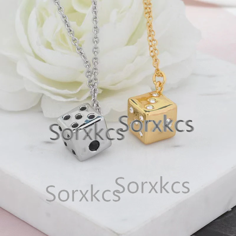 

Classic Dice Pendant Necklace Women's fashion light luxury brand party exquisite jewelry Personalized trend Couple necklaces