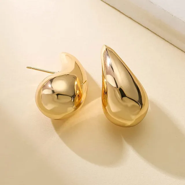 Vintage Gold Color Plated Chunky Dome Drop Earrings for Women