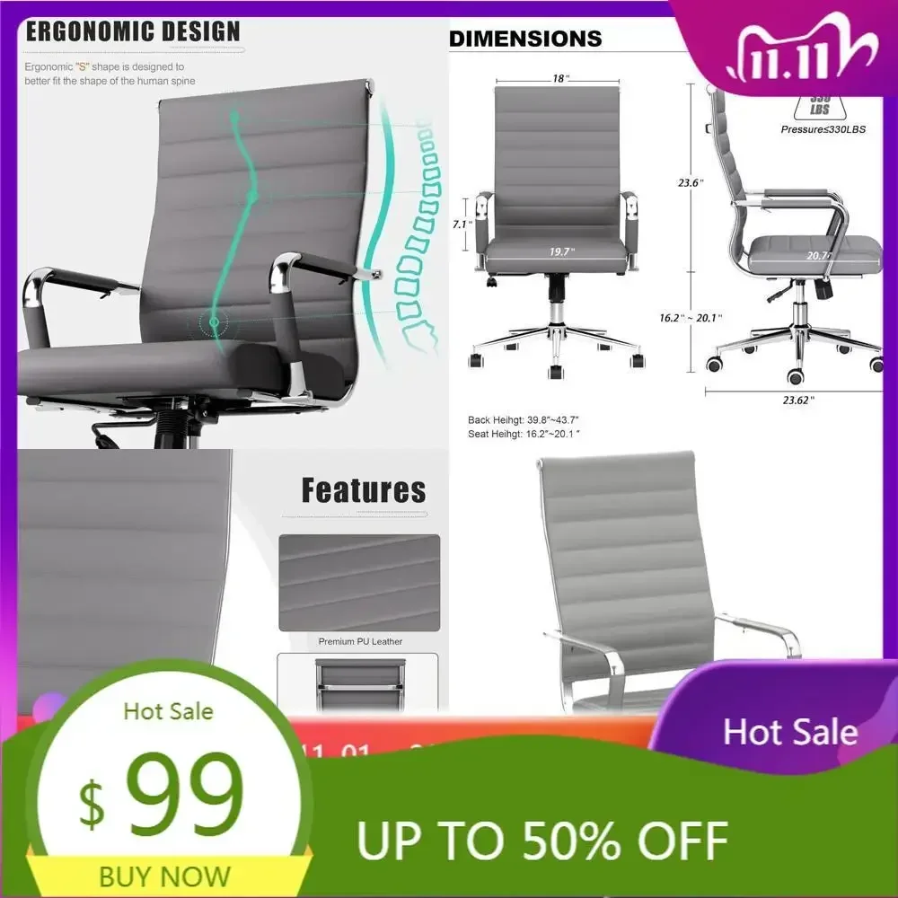 "contemporary ribbed swivel office chair with height adjustment for modern conference rooms"