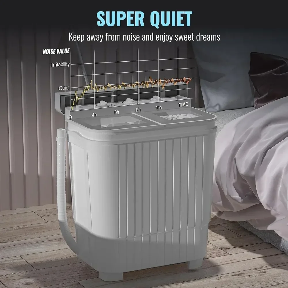 Portable Washing Machine, 22 Lbs Combo with Spin Dryer, Compact Twin Tub Laundry Washer 5
