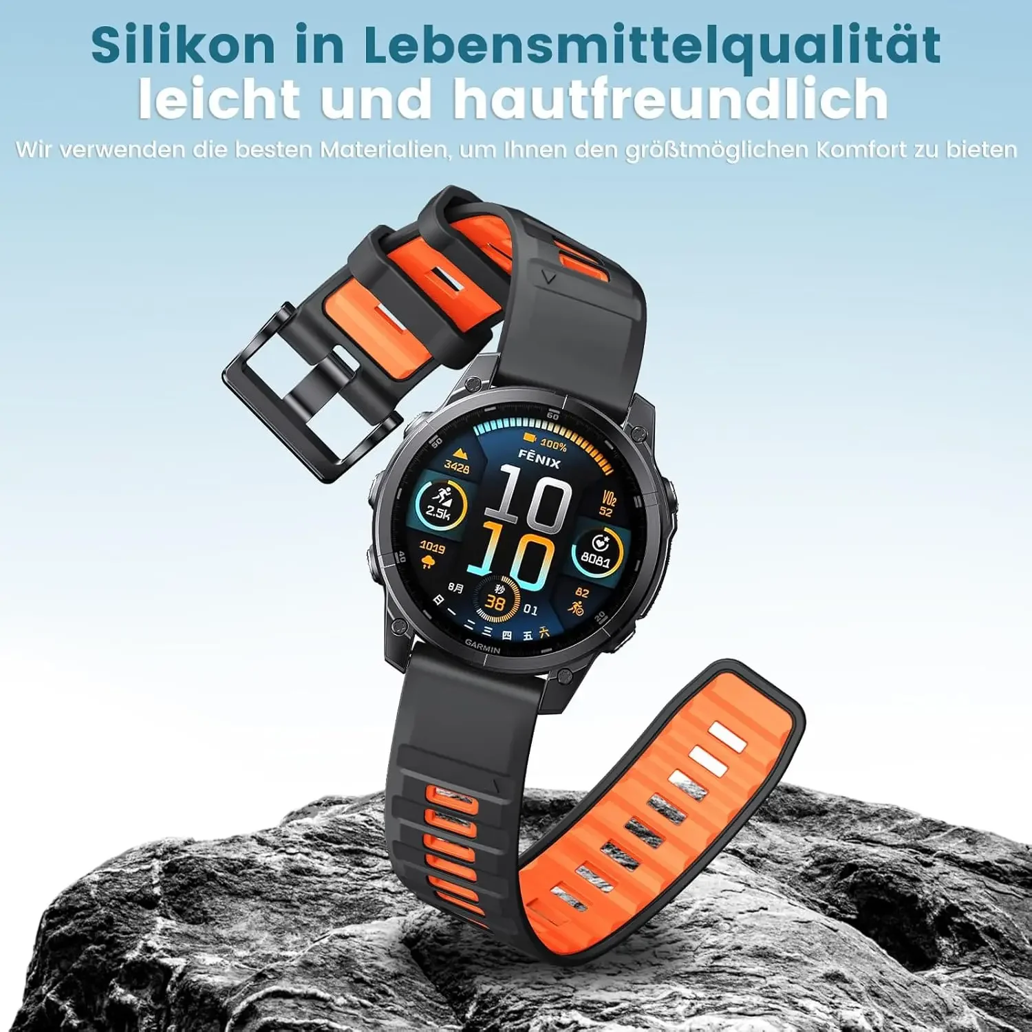 Two-Tone Silicone Strap - QuickFit 26mm/22mm Watch Band Accessories