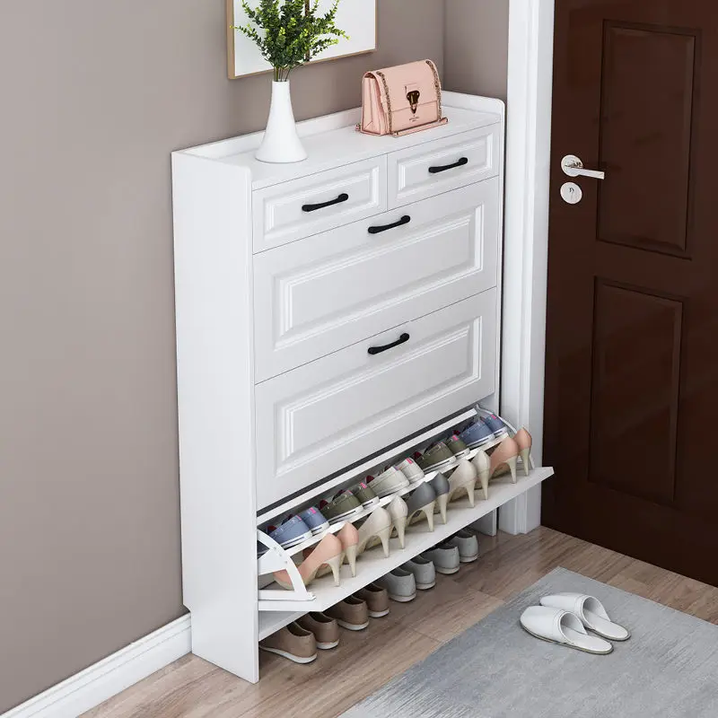 

Multi functional ultra-thin shoe cabinet 17cm economical household doorstep storage cabinet narrow flip bucket small shoe rack