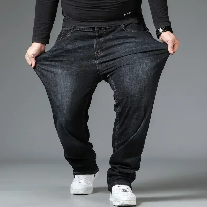 10XL Mens Black Jeans Oversize High Waist Loose Trousers Large Size Husband Plus Size Loose Denim Trousers Blue Male Denim Pants 2