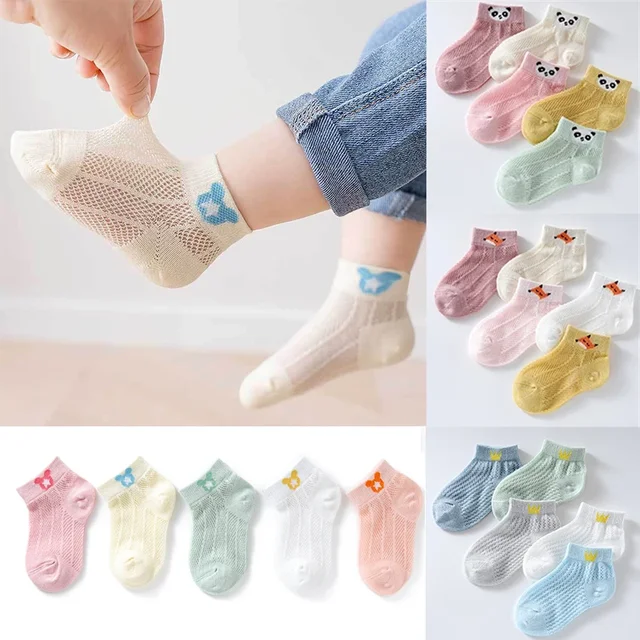 5 paires d'été coton enfants chaussettes mignon dessin animé mince maille bébé chaussettes courtes dinosaure ours enfants chaussettes pour garçons filles trucs bon marché 1