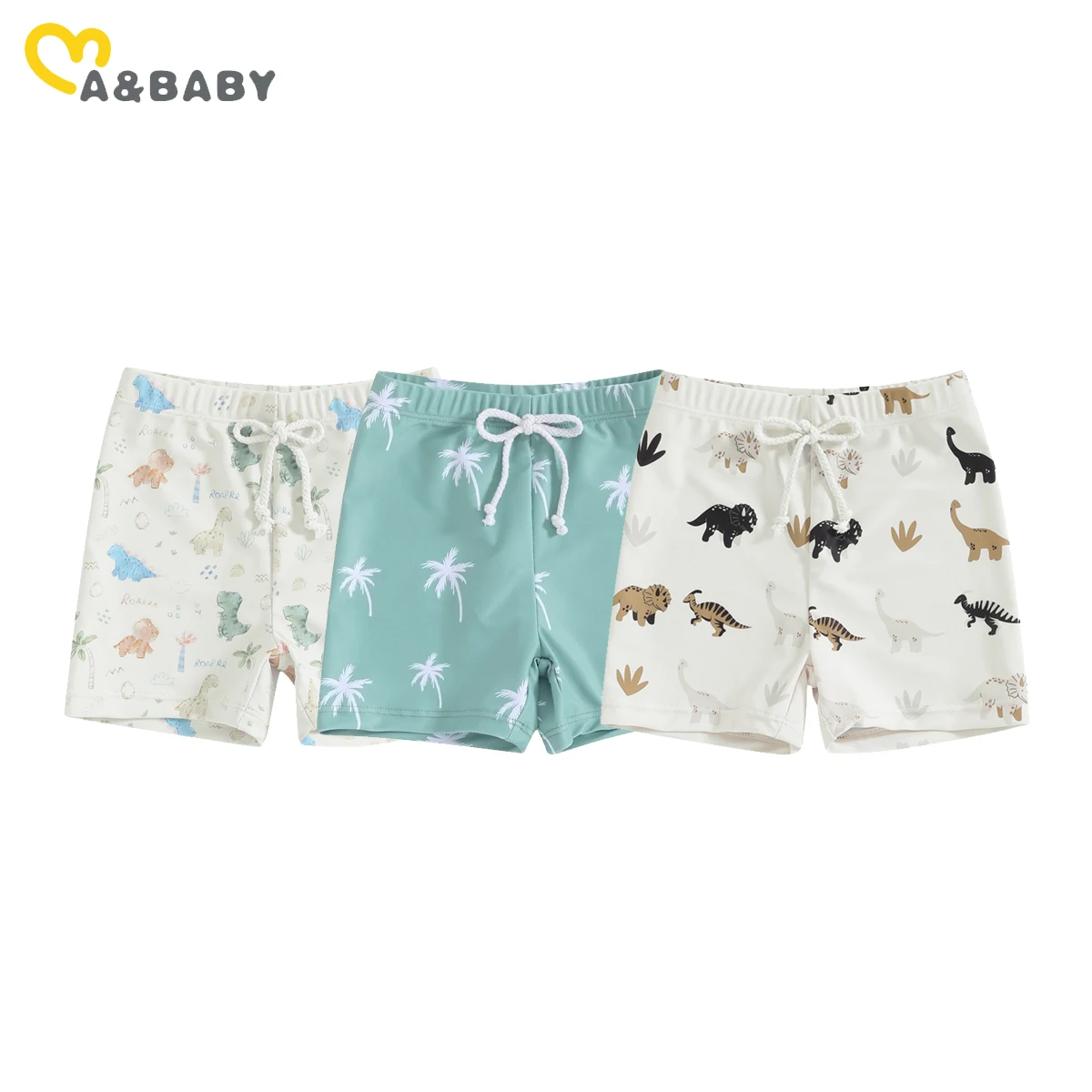 ma&baby 6M-4Y Newborn Infant Toddler Baby Boy Swimsuit Dinosaur Coconut tree Print Shorts Kid Swimwear Beachwear 1
