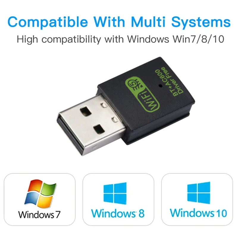 USB 와이파이 블루투스 어댑터, 듀얼 밴드 5.8Ghz 무선 외장 리시버, PC, 노트북, 데스크탑용 미니 와이파이 동글, 150Mbps, 600Mbps