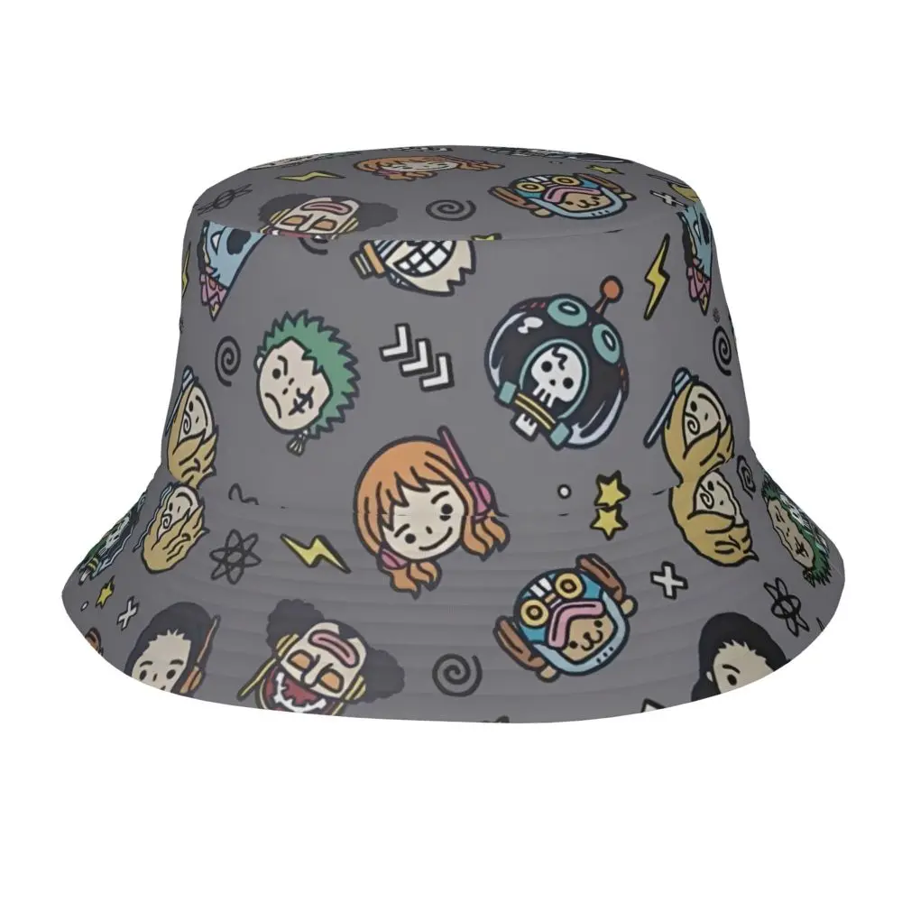 One Piece Fischerhüte für Männer und Frauen, Strandhüte Ace Luffy Sabo, Sonnenhüte, lässiger UV-Schutz für Wandern, Angeln, Bob-Hüte – Detail 6
