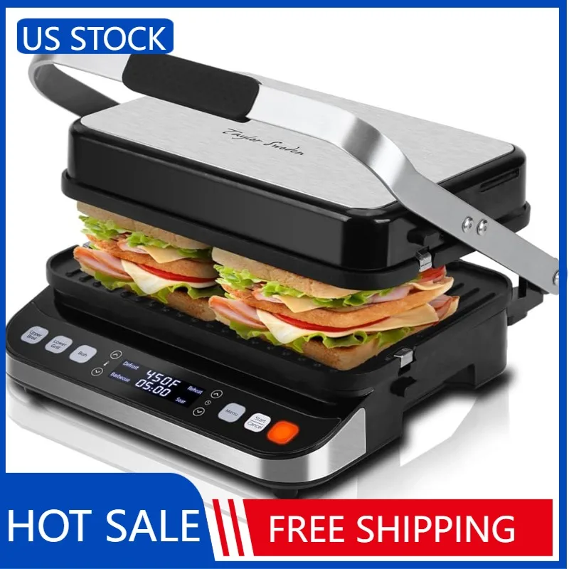 

10 in 1 Panini Press Sandwich Maker, Taylor Swoden 1600W Electric Indoor Grill with Non-Stick Double Sided Plates