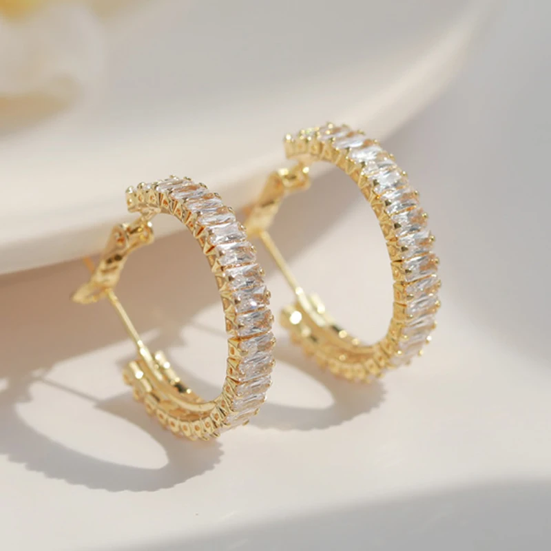 Zircon Statement Jewelry Zircon Hoop Earrings 2023 New Korean