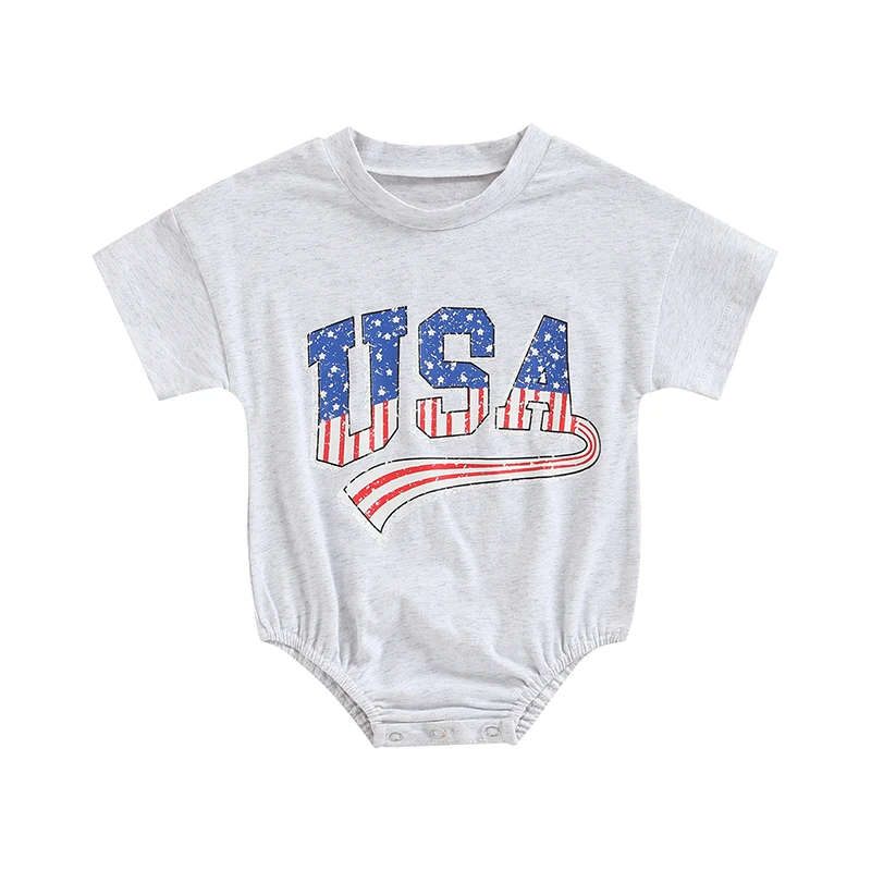 vintage Baby Bodysuits Summer Toddler Baby Boys Girls Independence Day Rompers Letter Print Short Sleeve Jumpsuits Newborn Cotton Casual Clothes Baby Bodysuits for girl  Baby Rompers