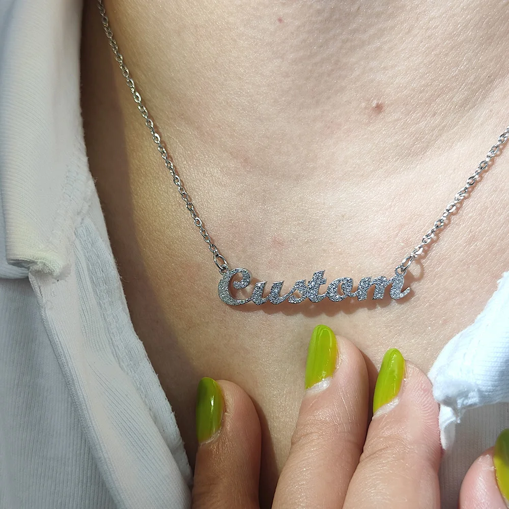 

Ожерелья с именем на заказ для женщин и мужчин, индивидуальный процесс прессования песком, подвеска с именной табличкой, ювелирное изделие из нержавеющей стали