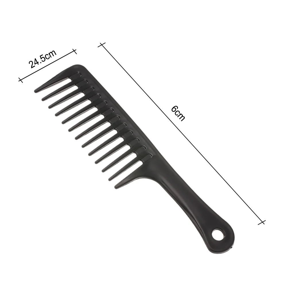 24.5cm Hair Brush Wide Tooth Comb Black ABS Plastic Heat-resistant Large Haircomb Wet Hook Curly Hair Brushes Hairstying Tool