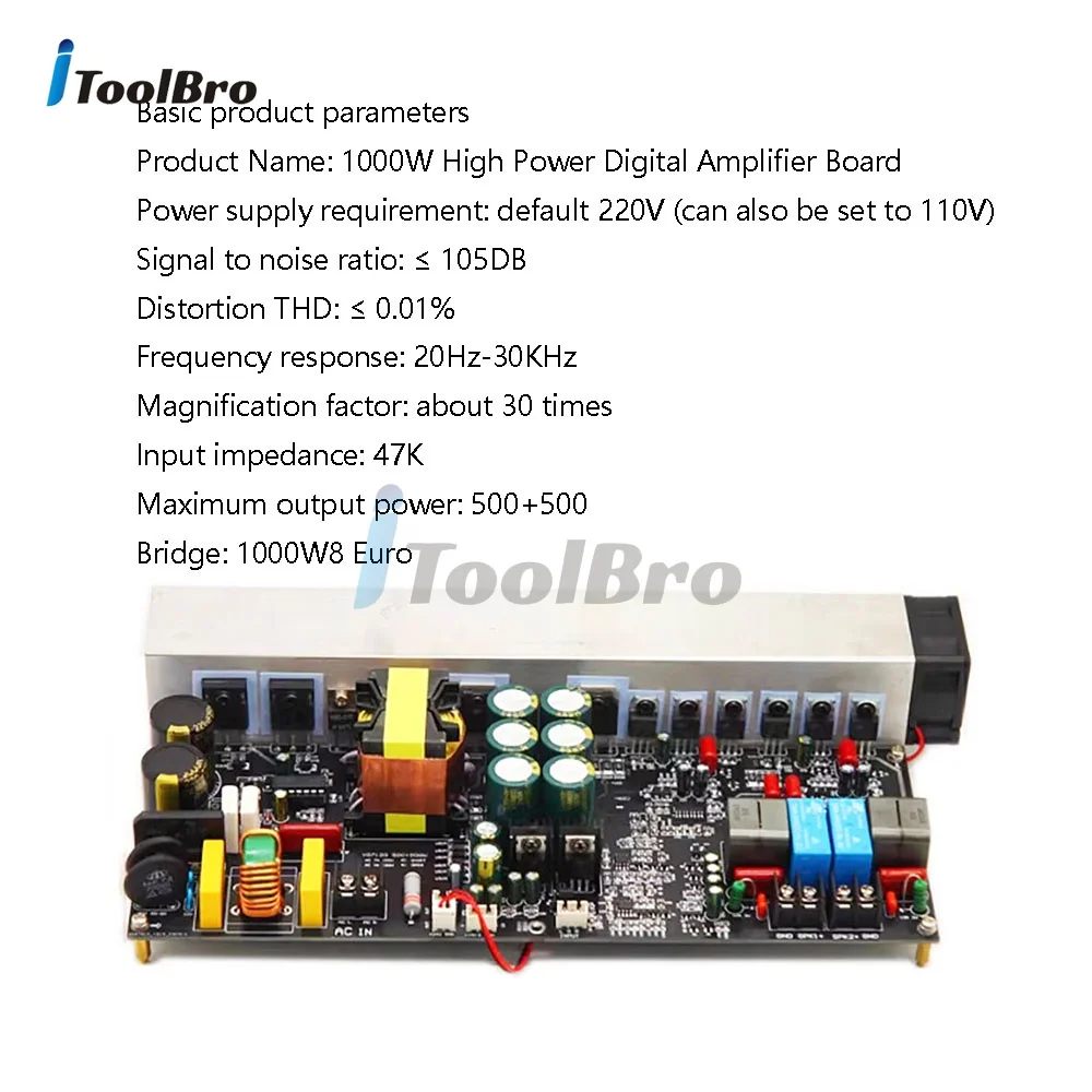 클래스 D 디지털 파워 앰프 보드 500W+500W 브리지 1000W 듀얼 채널 앰프 스위칭 전원 공급 장치 포함 110V 220V 스피커용