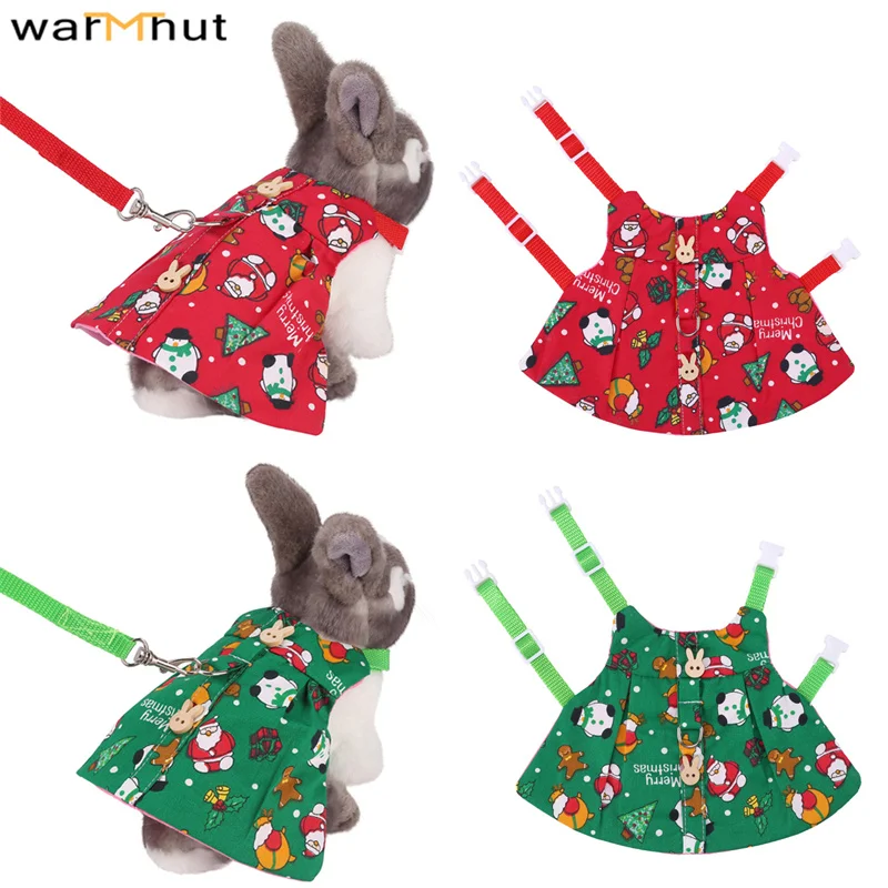 WarmHutNewSoftChristmasRabbitHarnessWLeashCuteBunnyVestDress