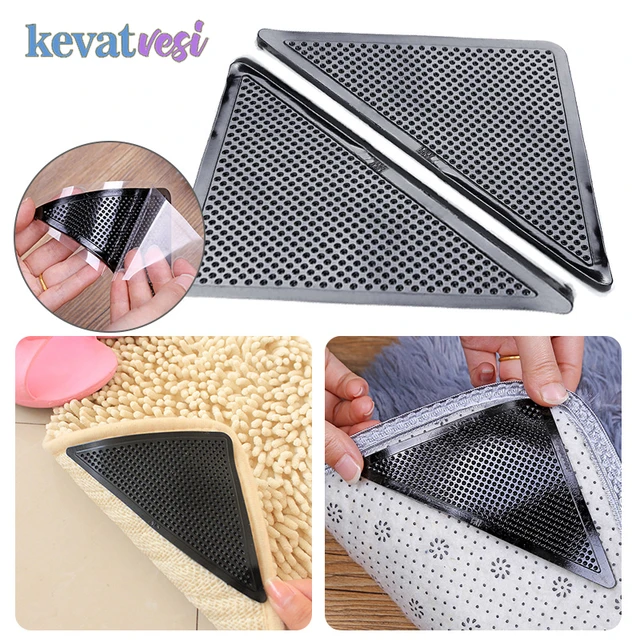 4Pcs8pcs/set Triangle Washable Reusable Rug Gripper Anti-skid Rubber Mat  Non Slip Patch Tape for Tile Floors Carpets Corners Pad - AliExpress