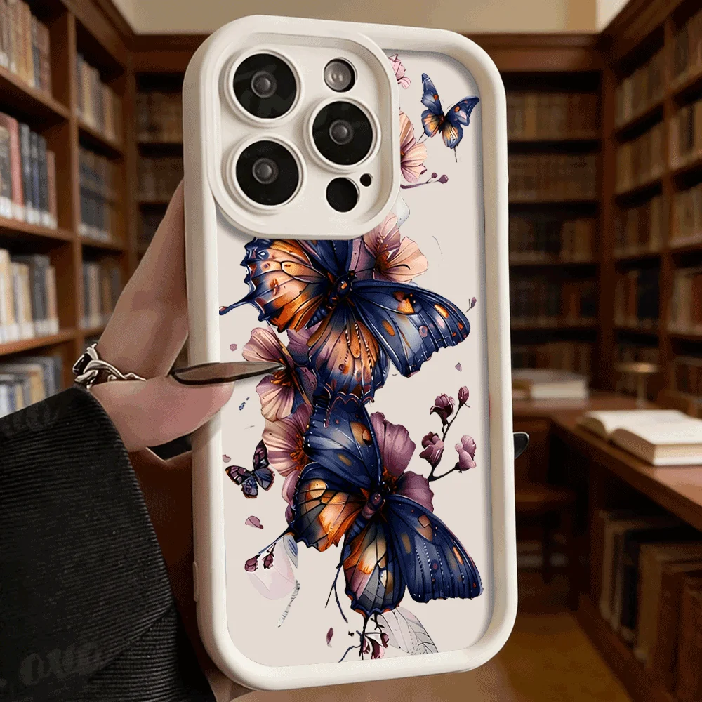 Elegant Watercolor Butterfly Flower Art Soft Shockproof Phone Case - Anti-Fall Protective Back Cover
