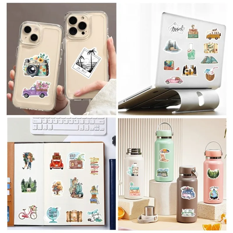 50PCS Waterproof Scrapbooking Stickers Vinyl Decals for Luggage Laptop Water Bottles Guitar 4-8cm PVC Reusable Removable Sticker