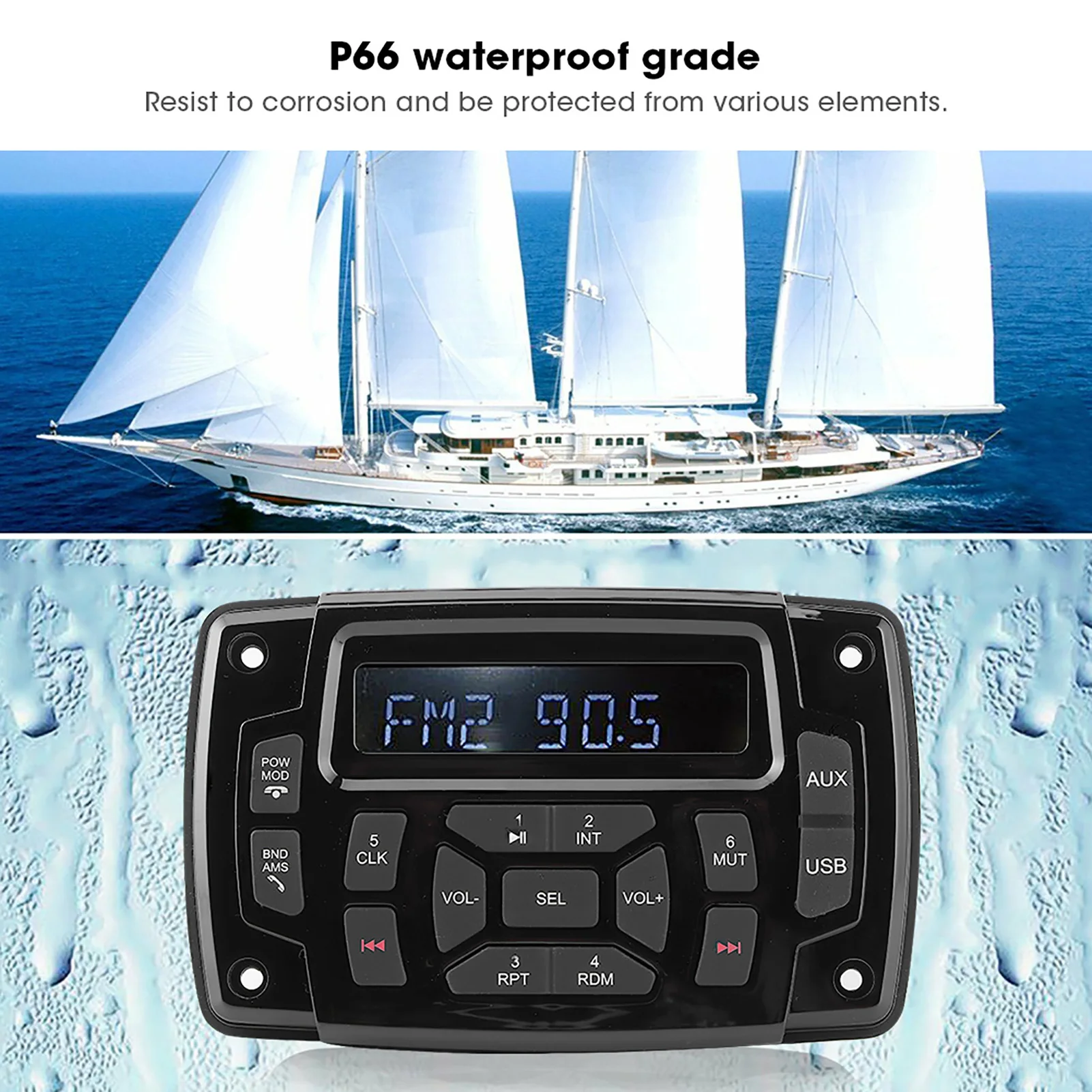 Stereo Radio Digital Media Audio Receiver for Boat