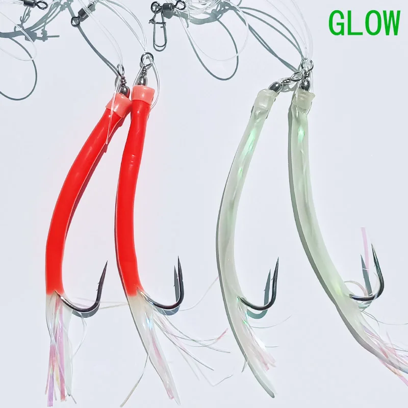 

Luminous Glow Red with flasher Codfish Cod poloc Tuna Fishing Sea rig Sabiki sea fishing rigs sea fishing hook boat fishing