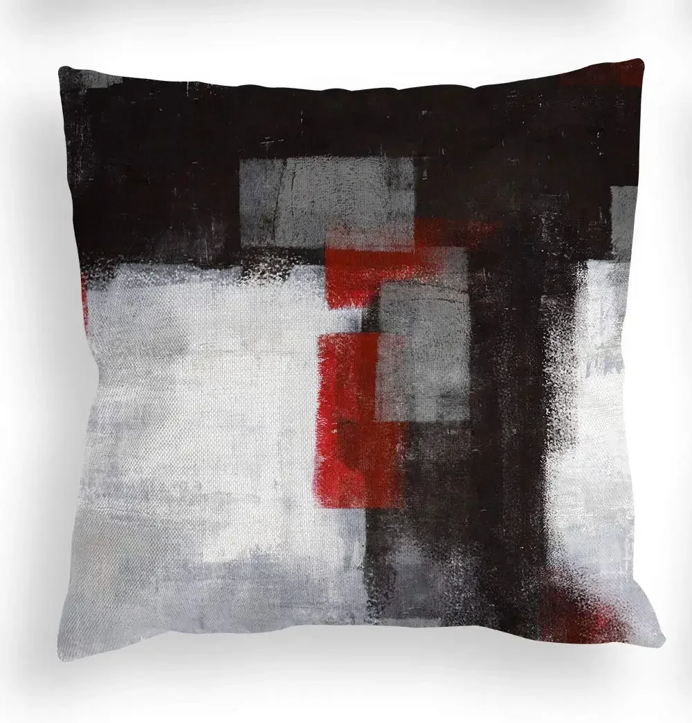 Nordic Red Black Grey Abstract Geometric Linen Pillowcase 60*60 Living Room Sofa Decoration Cushion Cover 40*40 Home Decoration 3