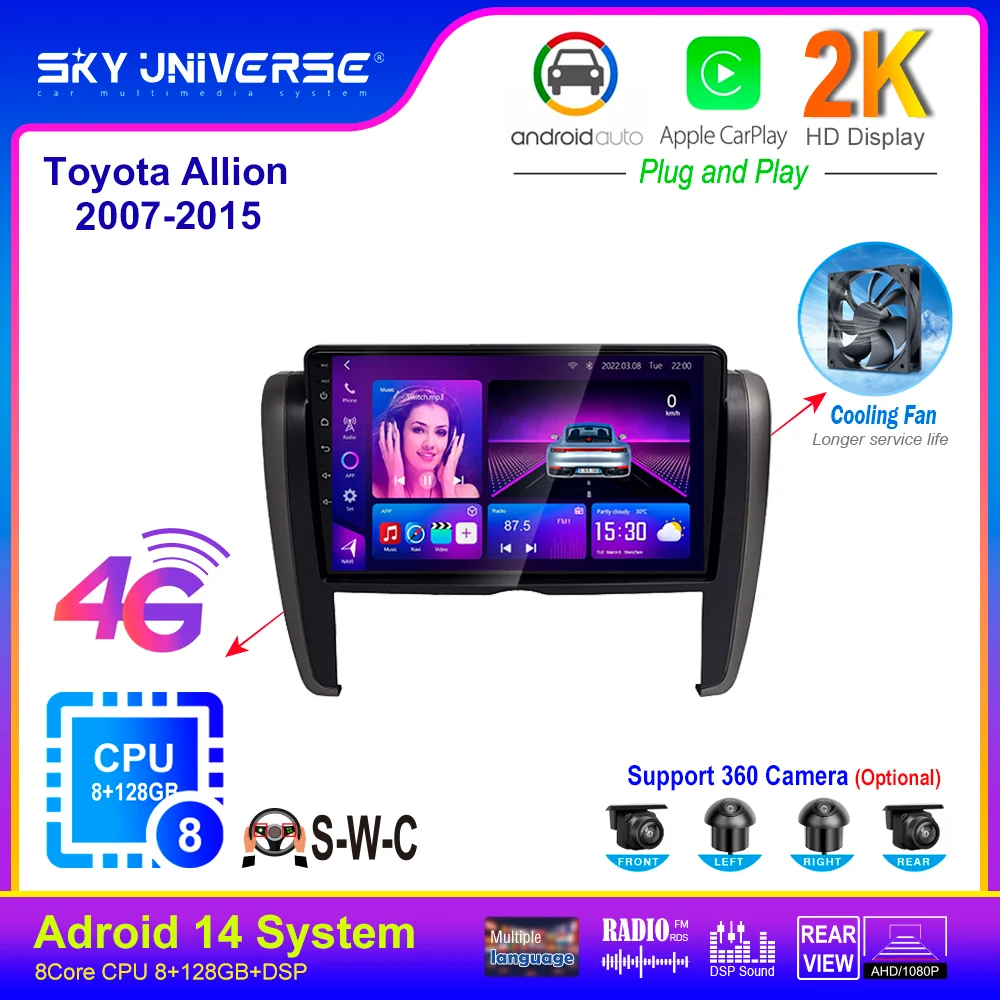 

Android 13 Car Radio Player Stereo Head Unit for Toyota Allion Premio T260 2007-2015 Wireless Android Auto Carplay Wifi DSP