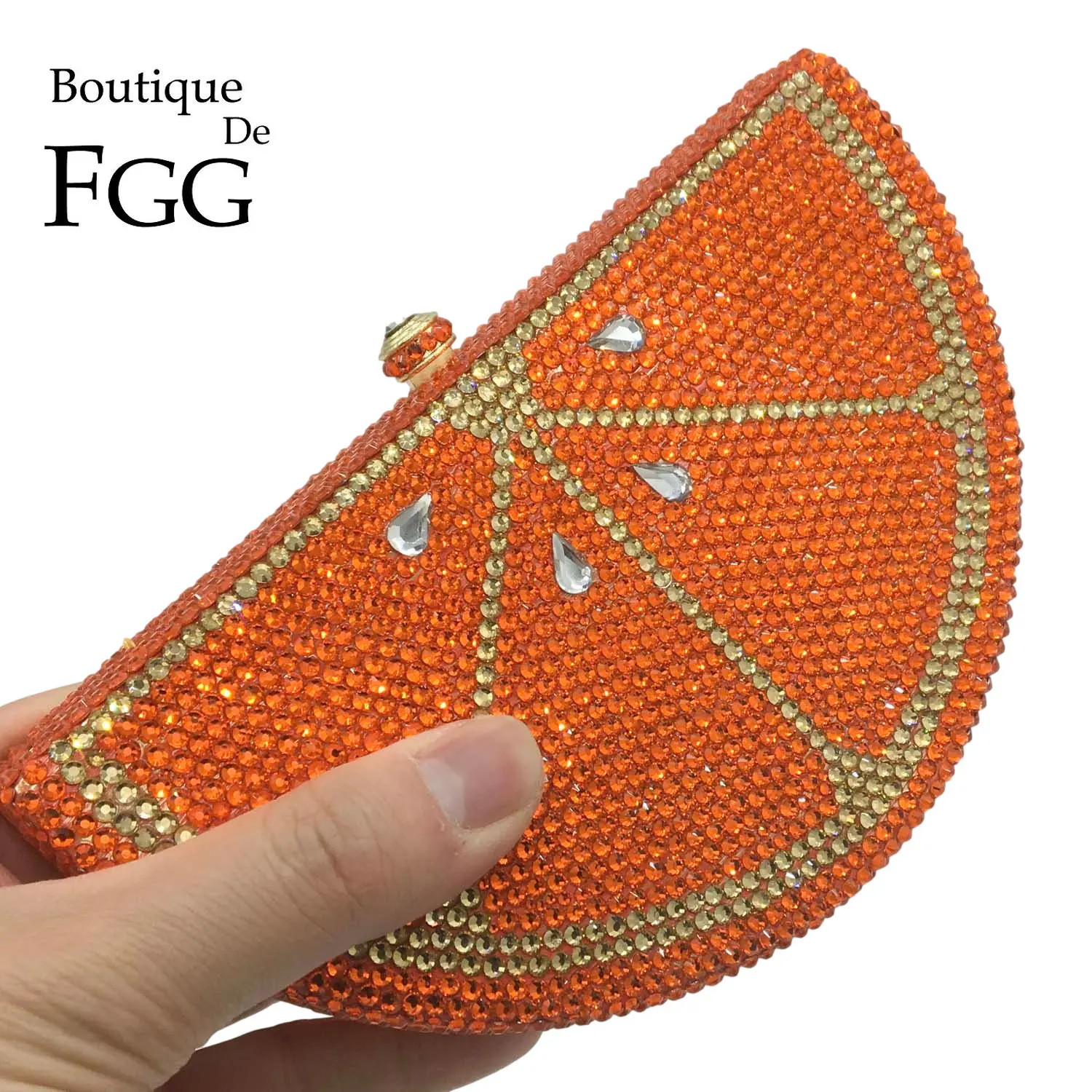 ブティックfgg-女性用オレンジスライス型ハンドバッグ,イブニング 