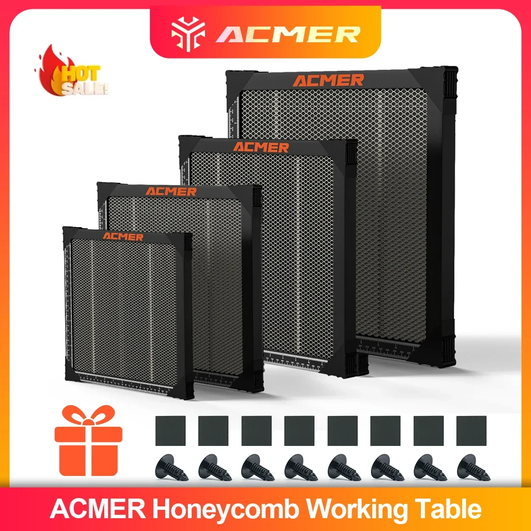 طاولة عمل ACMER 500*500 مم مع سطح خلية النحل 260*215 مم، لوح عالمي لحماية سطح المكتب وتبديد الحرارة للنقش بالليزر