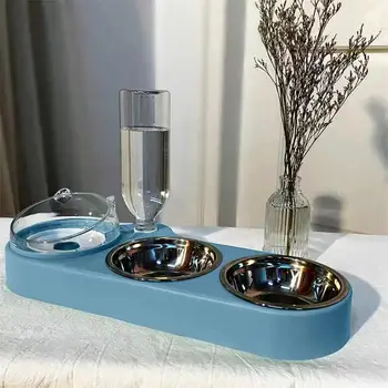 비스듬한 입 대용량 고양이 개 먹이 그릇, 다기능 자동 식수, 작은 고양이 개 애완 동물 용품