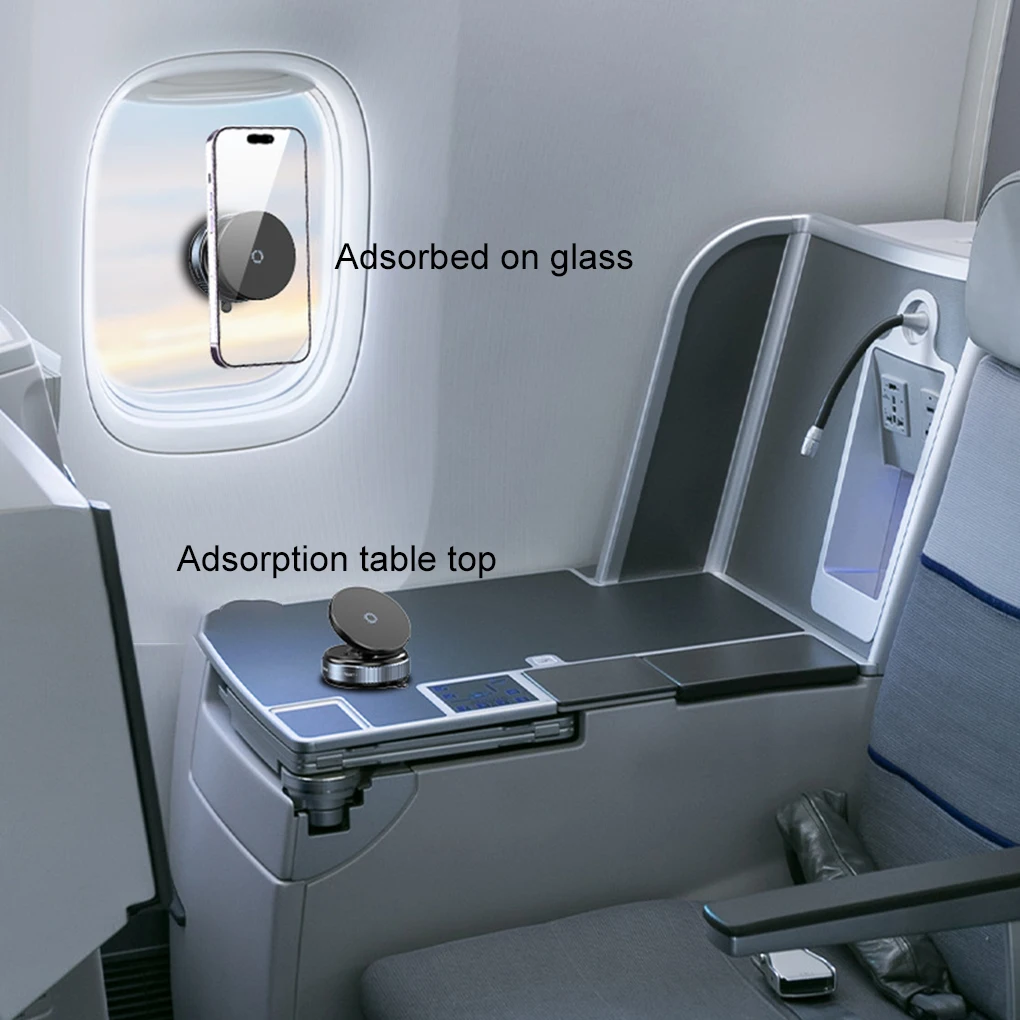 Portable Car Phone Holder Mechanical Vacuum Suction Cup Rotating Magnetic Adsorption Bracket For Kitchen Car Navigation Stand