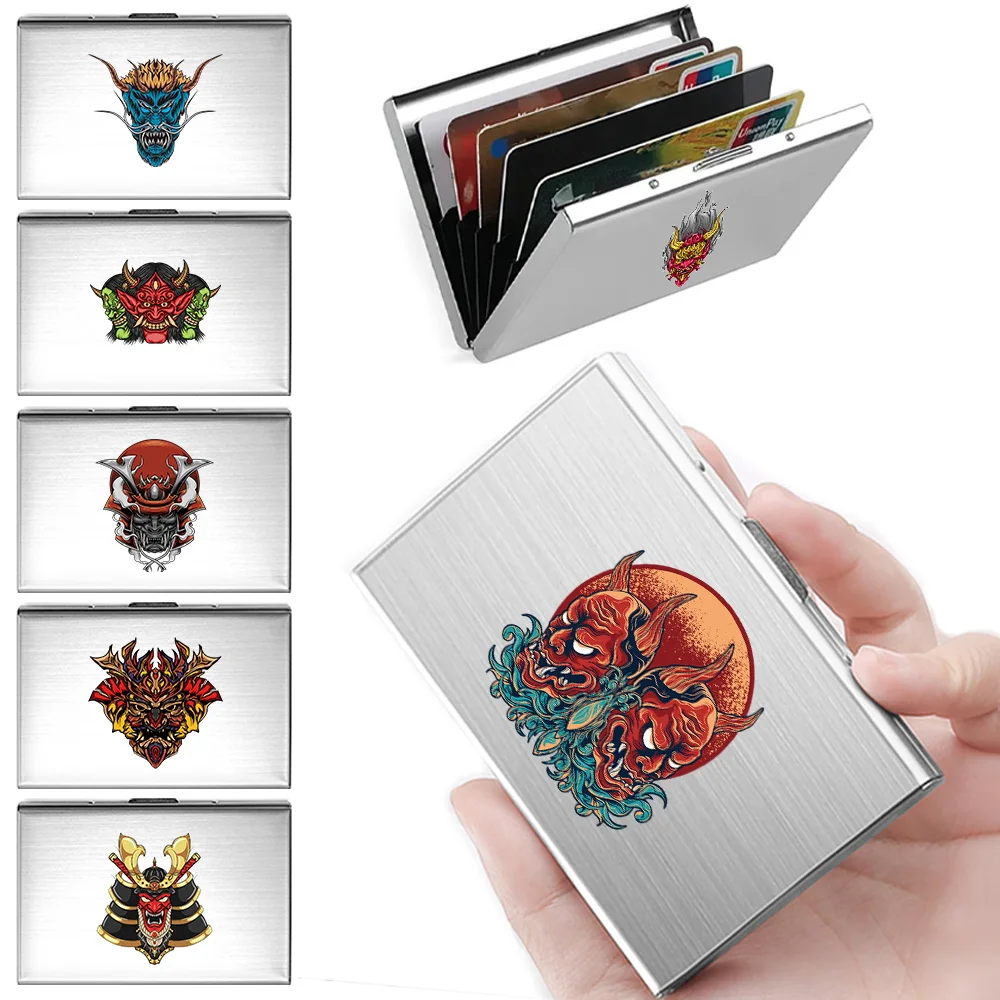

Hard-shell Metal Credit Card Holder Men's Card Holder Women's Convenient Wallet Mini Metal Card Holder Monster Print Pattern