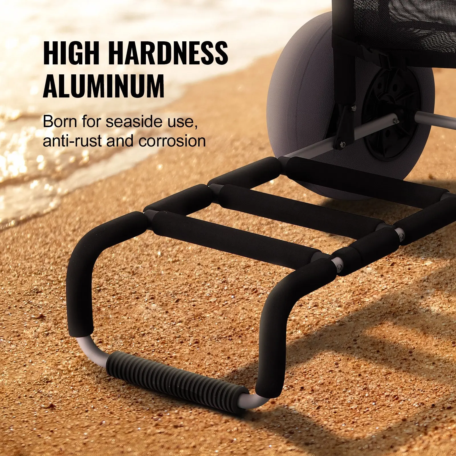 VEVOR Beach Carts for Sand 23" x 15" Cargo Deck, w/ 13" TPU Balloon Wheels