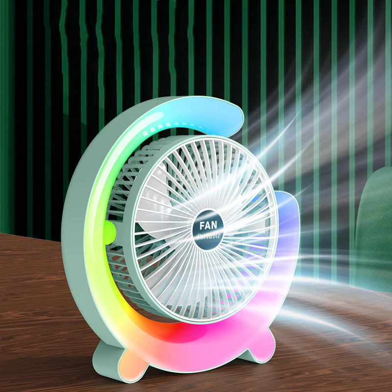 Desk Fan Portable USB Fan With LED Light Adjustable Cooling Mute 3 Speed Adjustment Ultra Quiet Suitable For Home Desk Offic
