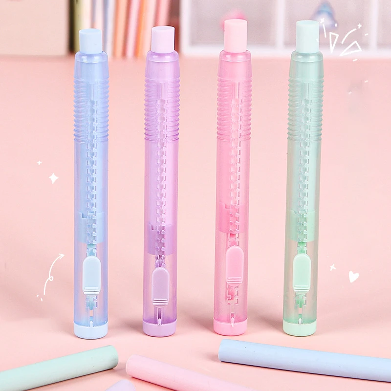 

Pen Type Earsers with Refills Retractable Rubber Pencil Erasers for School Correction Tool Korean Stationery Office Supplies