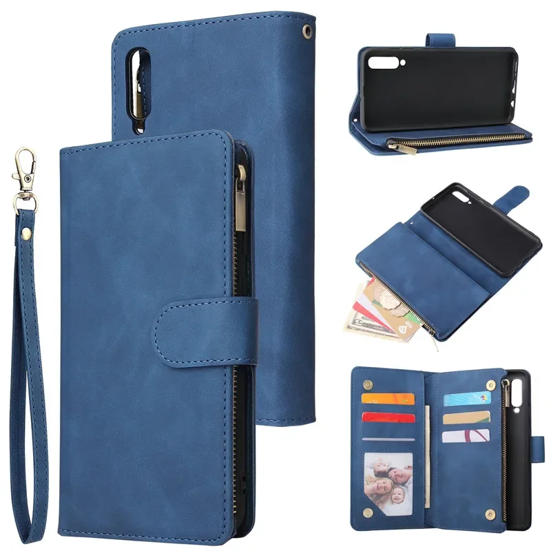 Premium Flip Leather Phone Case with Zipper Wallet and Card Holder