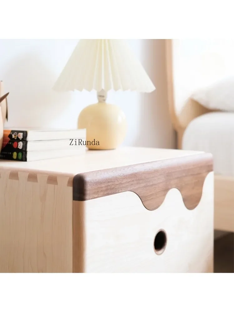 1All solid wood children's bedside table Bedroom bedside drawer storage small cabinet
