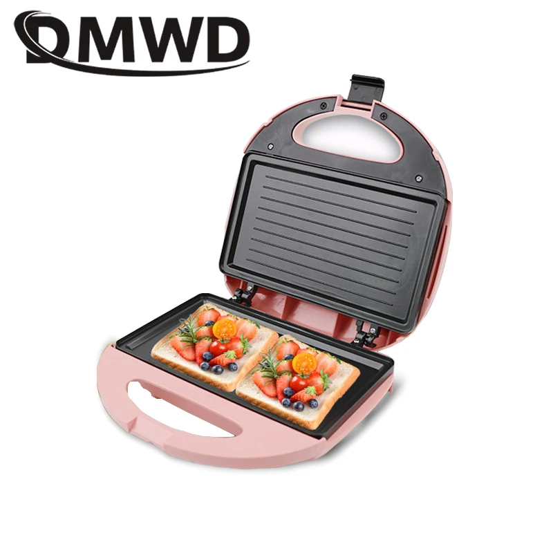 DMWD Electric Egg Sandwich Maker Mini Grilling Panini Baking Plates Toaster Multifunction Non-Stick waffle Breakfast Machine EU 2