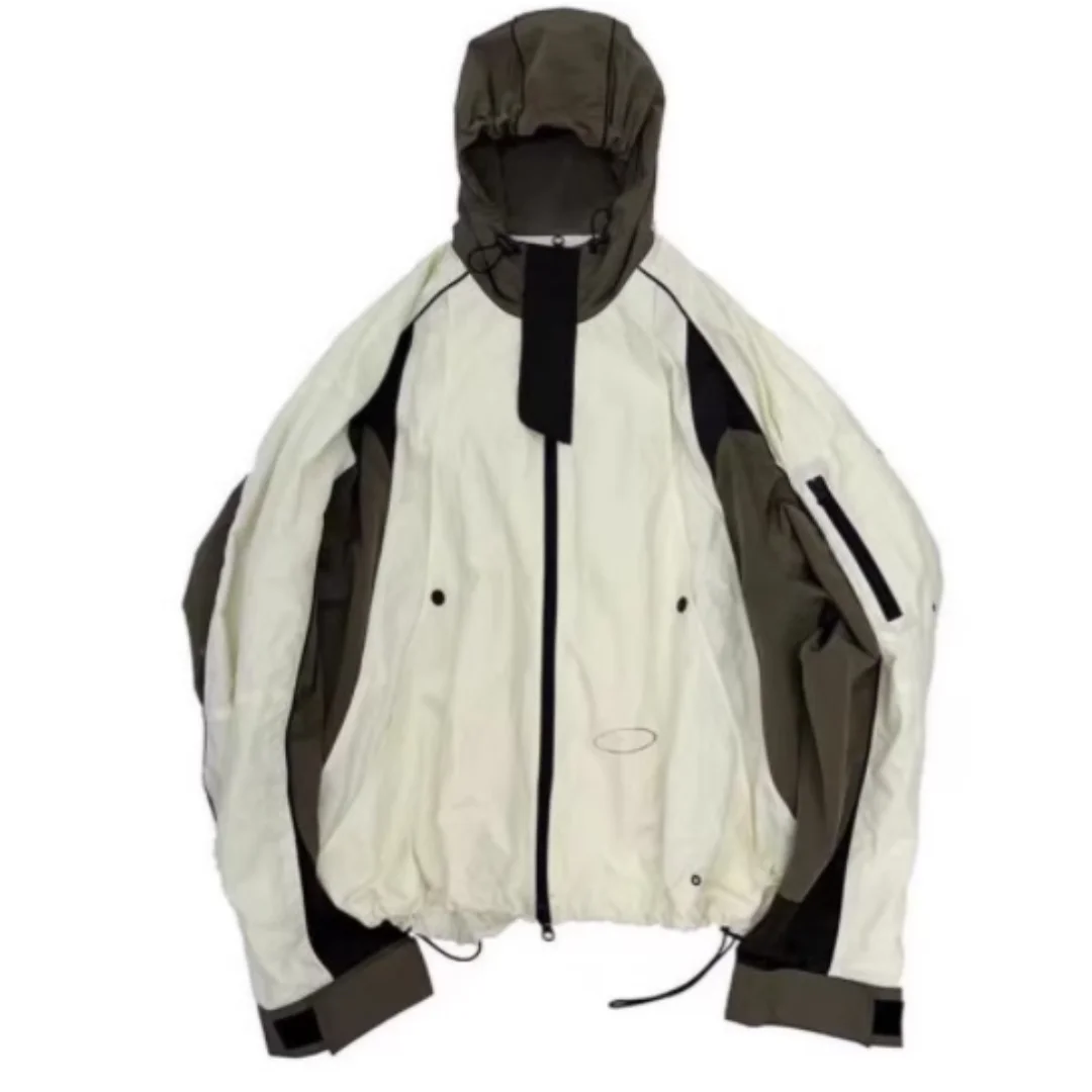 

High Street Grailz Men Hooded Jackets Punching Jacket Higher Quality Clothing Nylon Patchwork Sun Protector