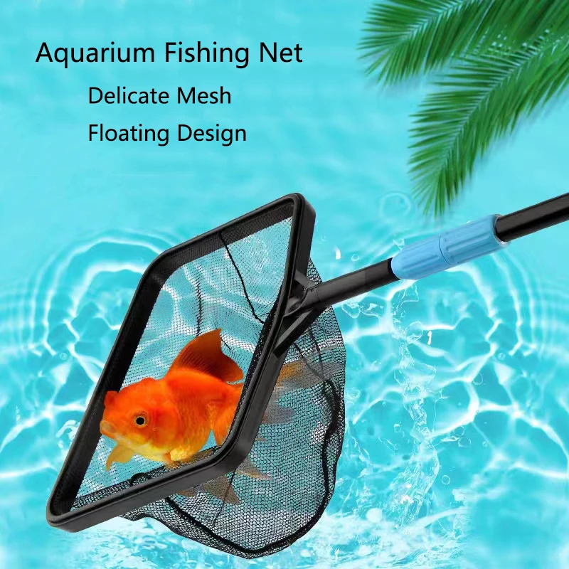 Extendable Long Handle Square Aquarium Fish Tank Fishing Net Landing ...