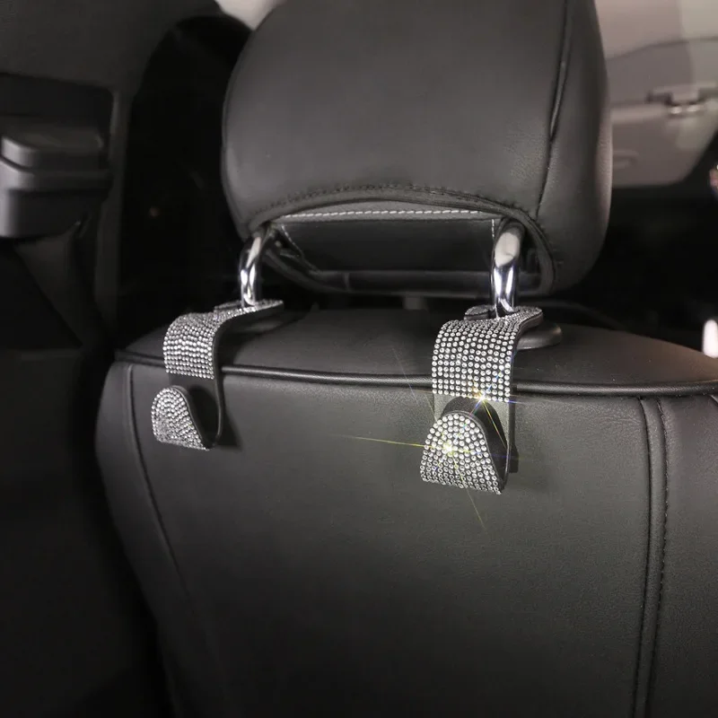 Rhinestone Car Seat Back Hook Bling Diamond Hanger Auto Back Universal Headrest Mount Storage Holder Car Interior Accessories