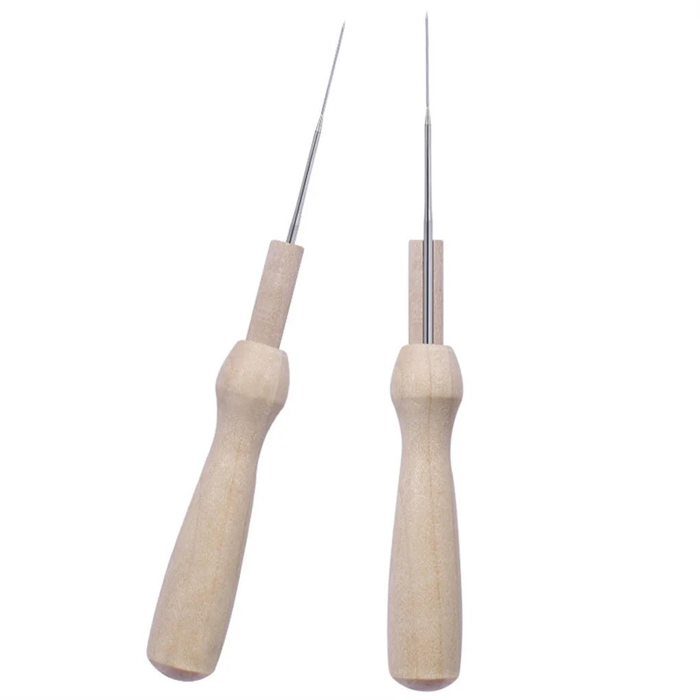 Wooden Handle Holder with Felting Needles DIY Craft Sewing Needlework Felt Hand Needles Tool 5pcs needle felting kit wool felting kit needle felting painting kit sewing craft kit