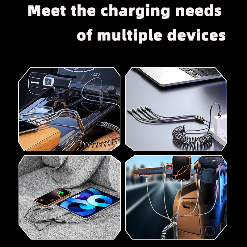 كابل بيانات زنبركي من النوع C مثبت على السيارة، كا...