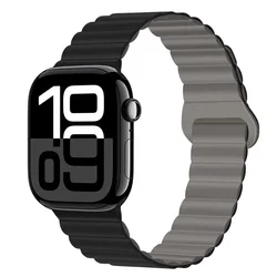 Sleek Magnetic Silicone Strap for (S10 - 11 46mm)44 45mm (Black gray)