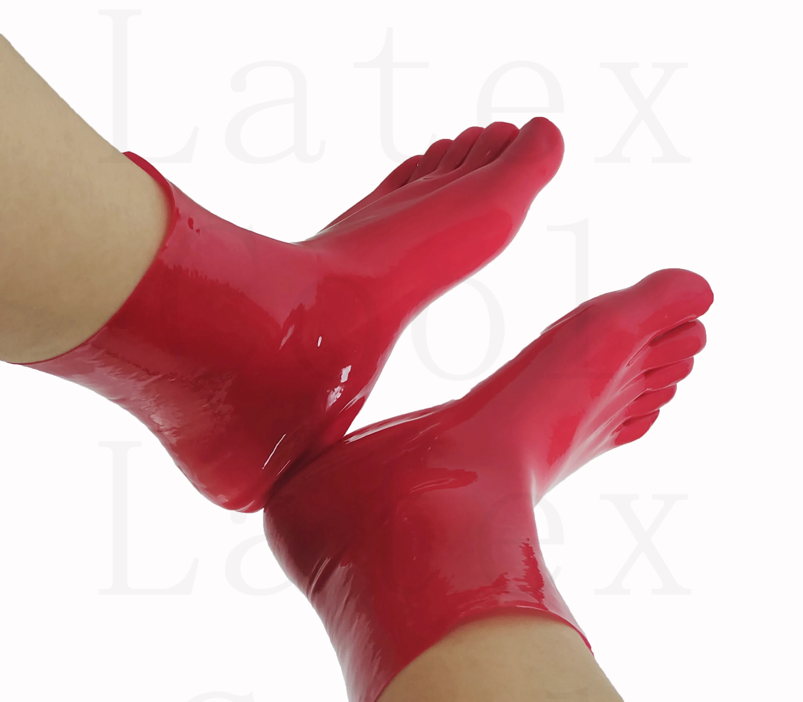 

Natural red ankle short toe 100%latex rubber socks size s-xl 0.4mm Special price manual customization